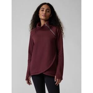 Athleta Cozy Karma Asym Pullover Deep Crocus Violet Sweater Women’s Size XS